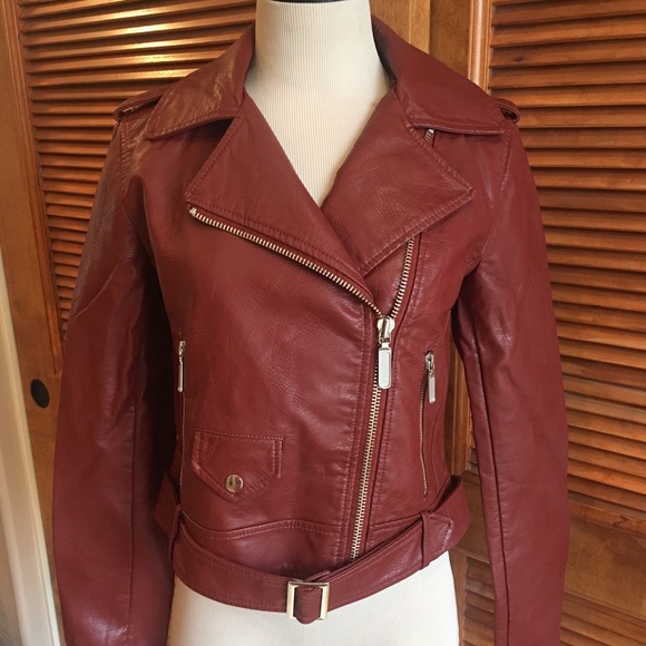 🔥NEW MARKDOWN🔥red/maroon motorcycle jacket🔥NWT - Picture 6 of 8